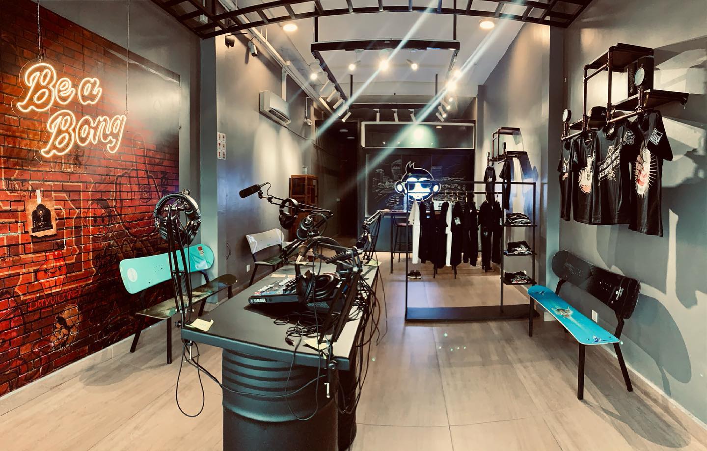 inside the bong tees store and podcast studio